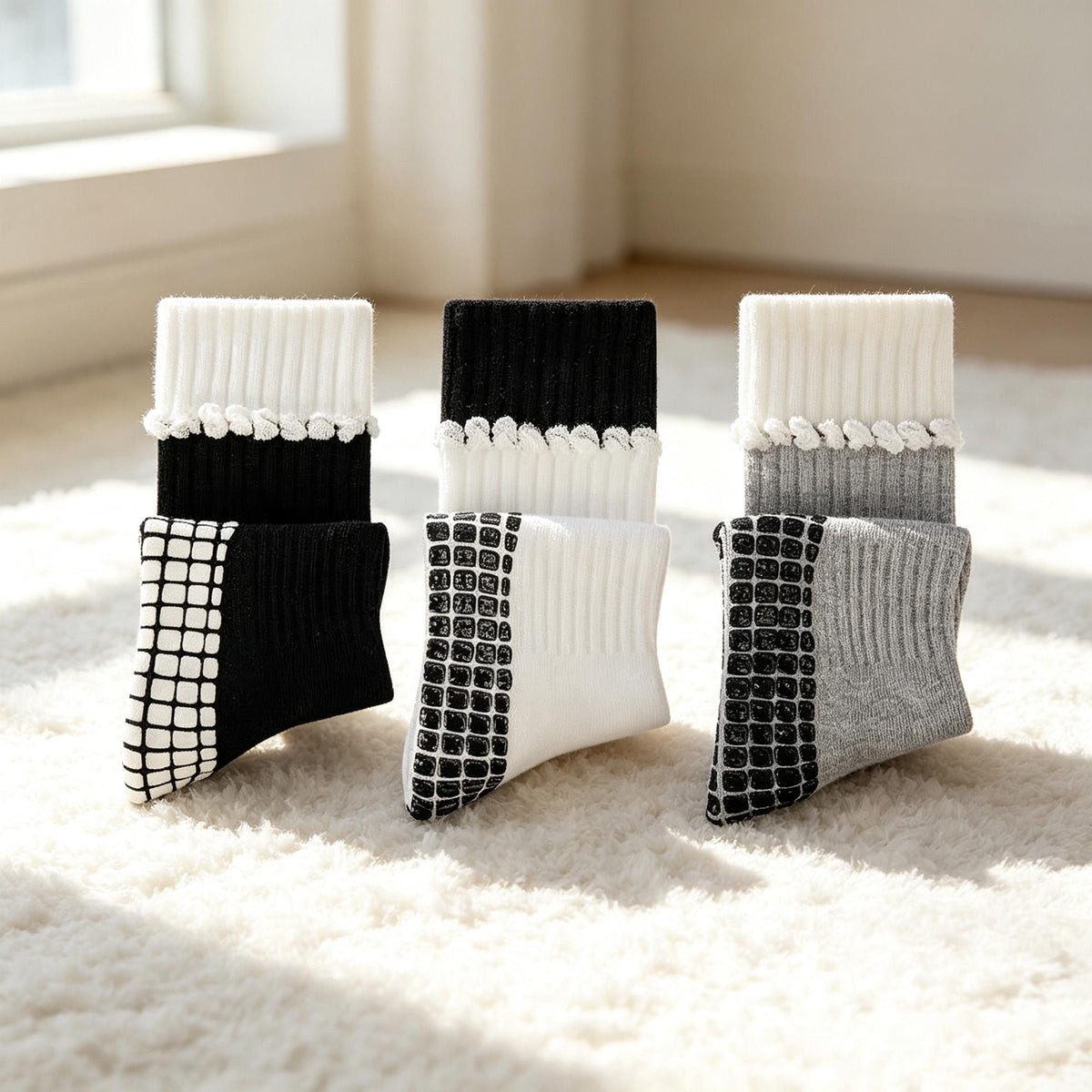 Pilates Grip Socks: Non - Slip Cotton Crew for Reformer and Barre by AnnieColors, view 10