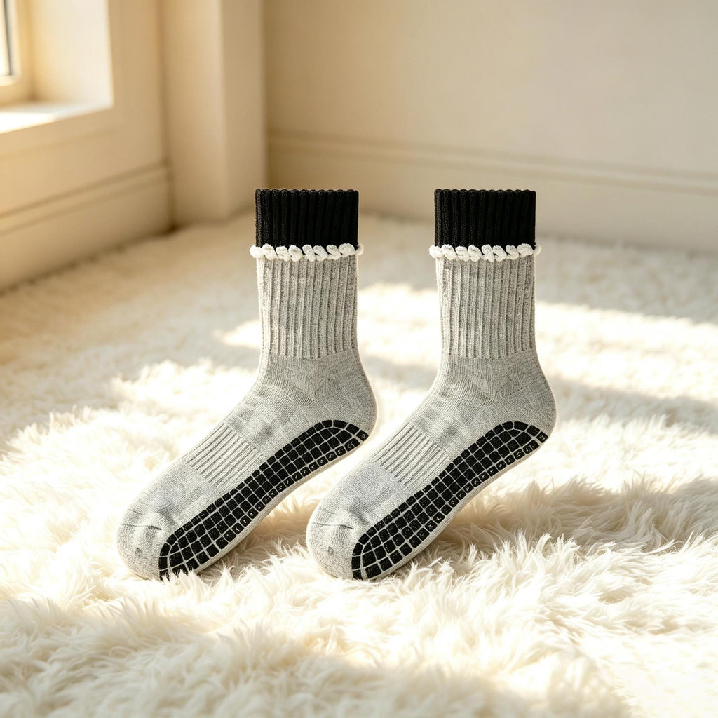 Pilates Grip Socks: Non - Slip Cotton Crew for Reformer and Barre by AnnieColors, view 9