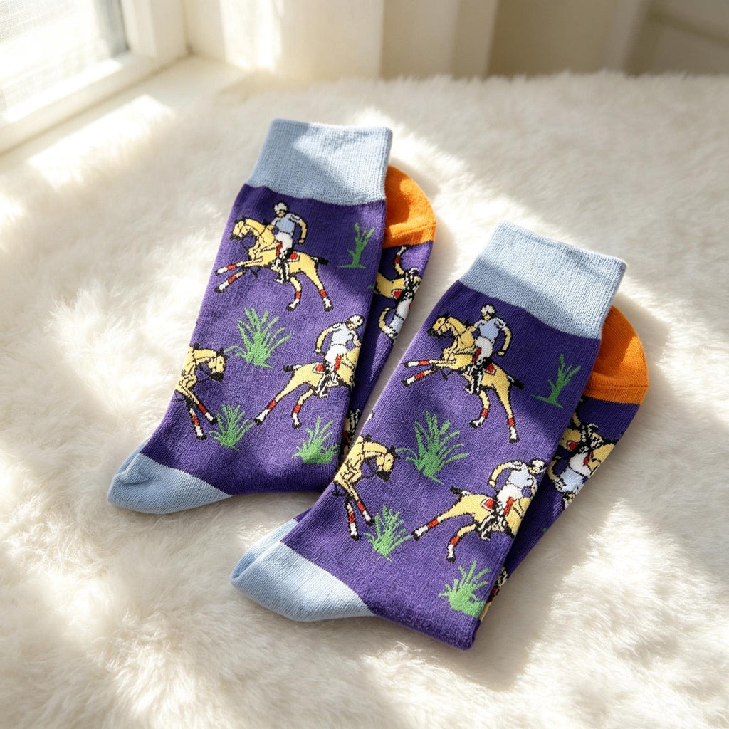 Horse Dolphin and Pufferfish Socks, Personalized Ocean Animal Crew Socks, Custom Gift by AnnieColors, view 5