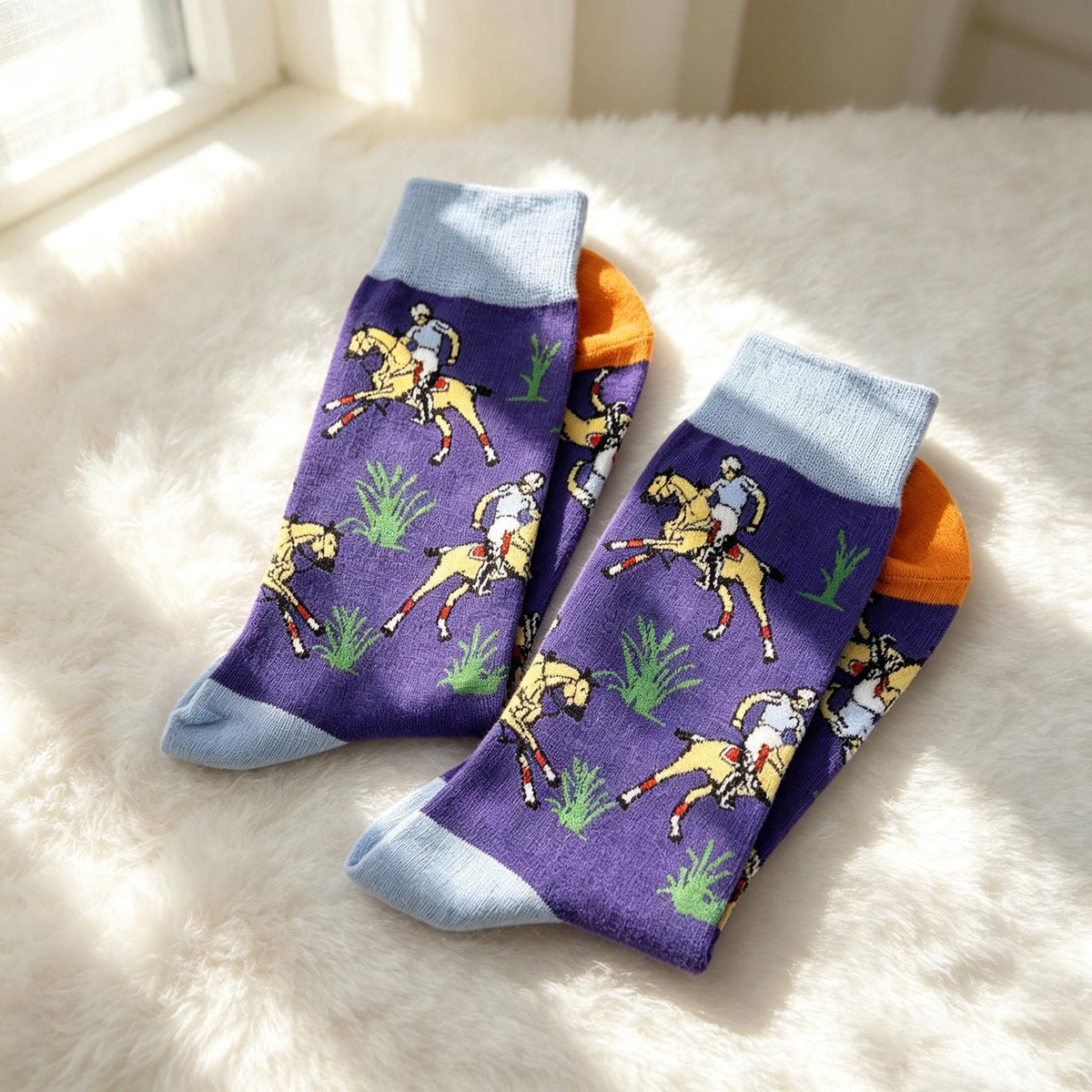 Horse Dolphin and Pufferfish Socks, Personalized Ocean Animal Crew Socks, Custom Gift by AnnieColors, view 5