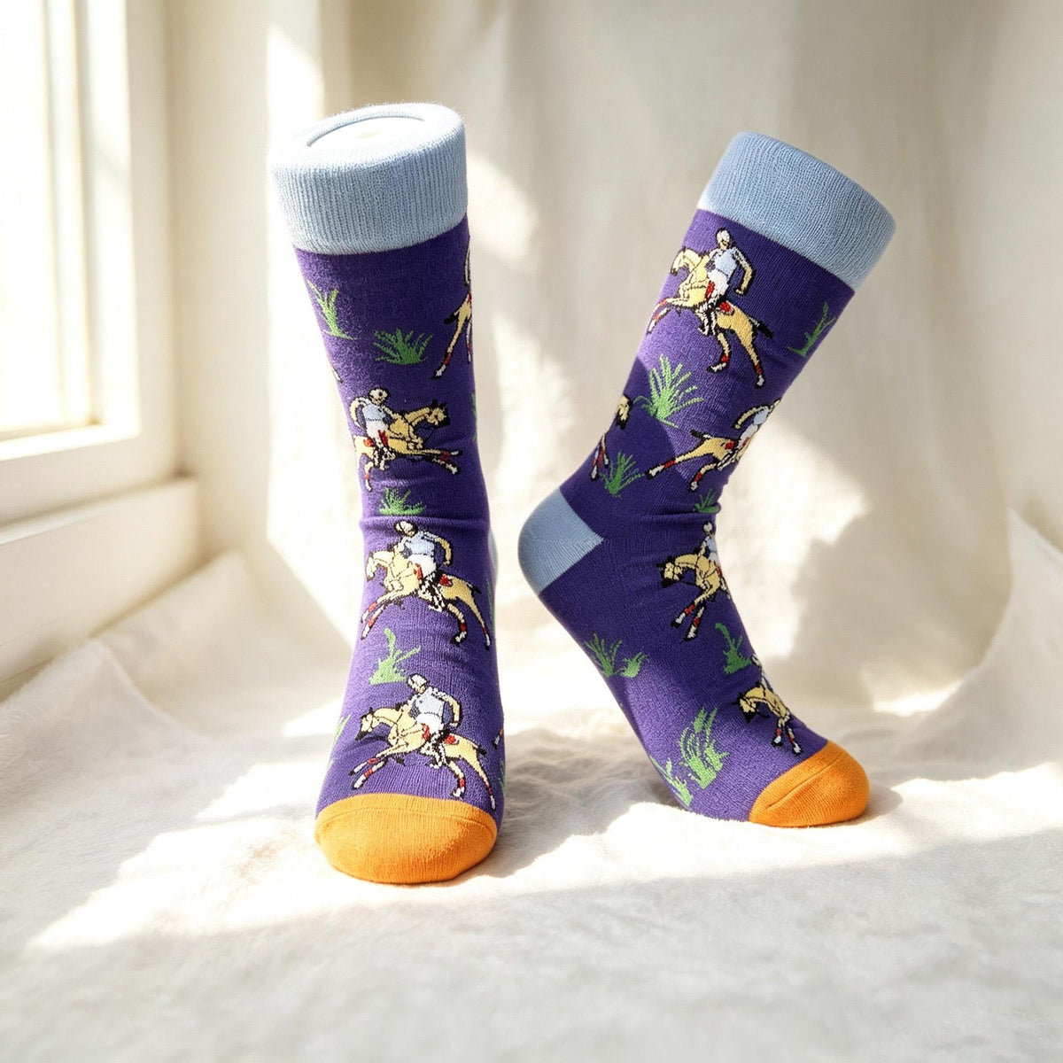 Horse Dolphin and Pufferfish Socks, Personalized Ocean Animal Crew Socks, Custom Gift by AnnieColors, view 9