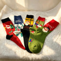 Funny Christmas Socks for Women, Festive Crew Socks, Coworker Holiday Gift by AnnieColors