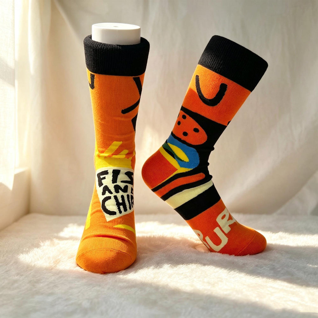 Mismatched Food and Beer Socks sock collection: Burger Brewery Festival Gift by AnnieColors, view 6
