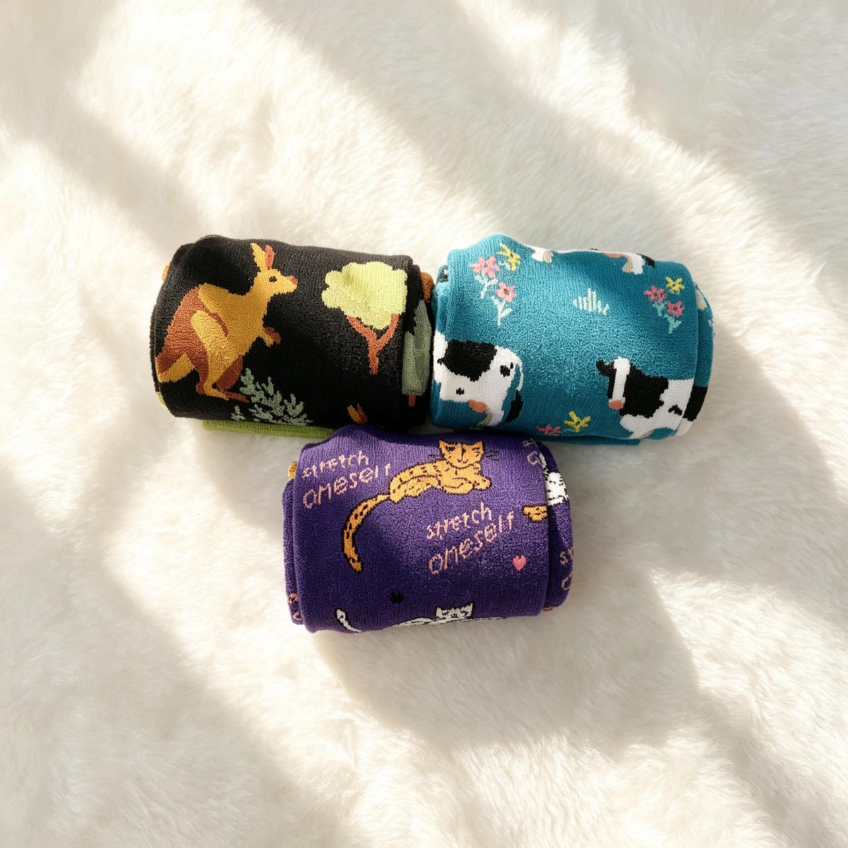 Personalized Animal Socks, Cow Kangaroo Cat Crew Socks, Custom Embroidered Gift by AnnieColors, view 6