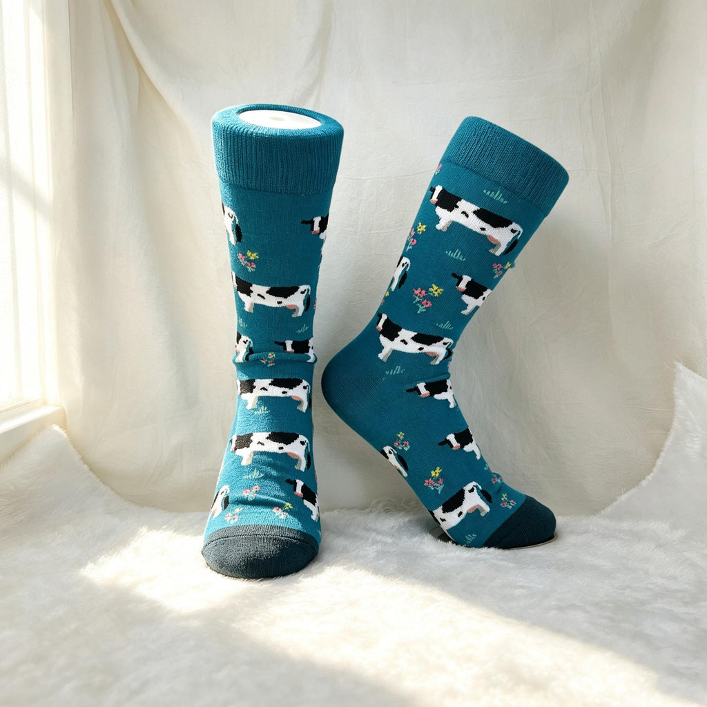 Personalized Animal Socks, Cow Kangaroo Cat Crew Socks, Custom Embroidered Gift by AnnieColors, view 10