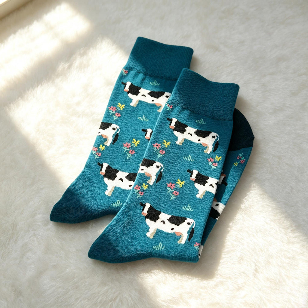 Personalized Animal Socks, Cow Kangaroo Cat Crew Socks, Custom Embroidered Gift by AnnieColors, view 9