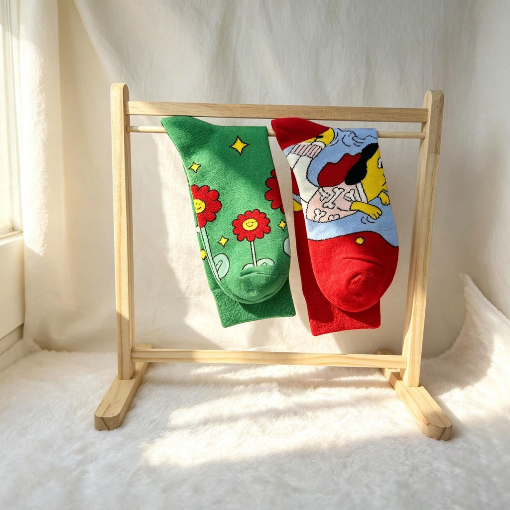 Colorful Cartoon Socks sock collection, Personalized Graphic Crew Socks, Five Pair Streetwear Gift by AnnieColors, view 7