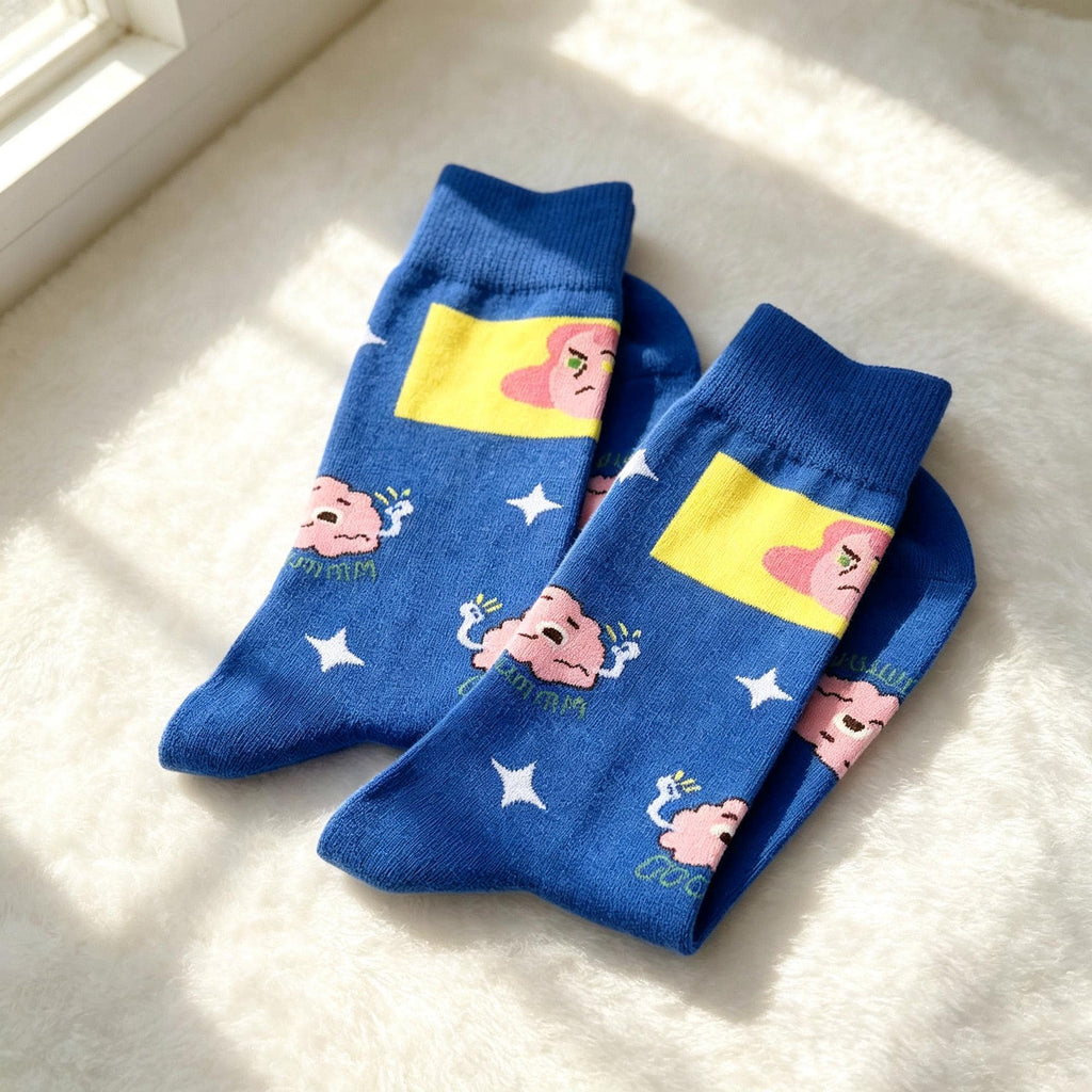 Colorful Cartoon Socks sock collection, Personalized Graphic Crew Socks, Five Pair Streetwear Gift by AnnieColors, view 10