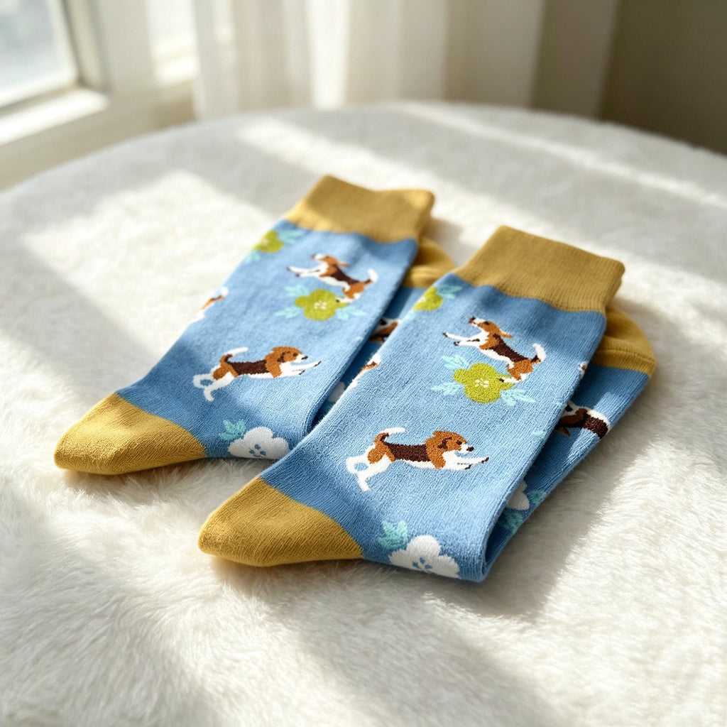 Cute Animal Kitten Crew Socks, Quirky Nature Graphic Streetwear Hosiery, Aesthetic Plant Socks by AnnieColors, view 9