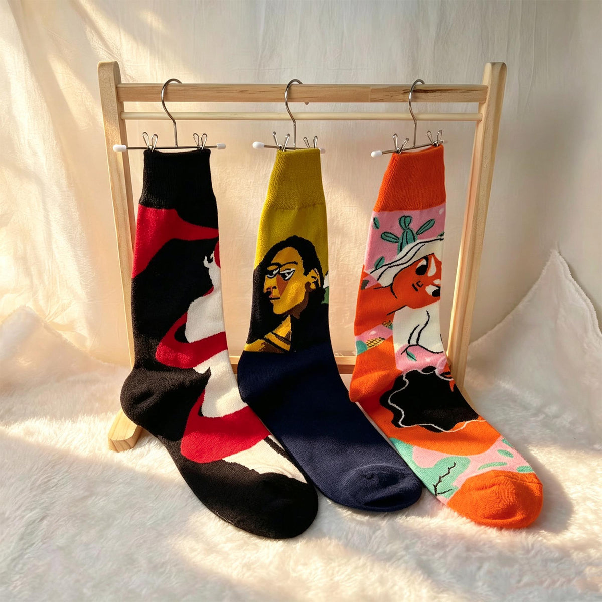 Artsy Socks sock collection, Abstract Portrait and Graphic Crew Socks, Trendy Wearable Art Gift for Arti... by AnnieColors…