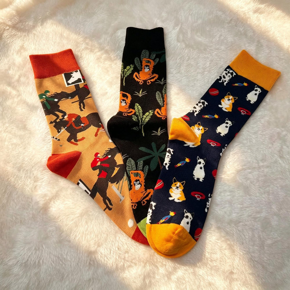 Equestrian and Corgi Socks sock collection: Horse Rider and Dog Lover Gift by AnnieColors
