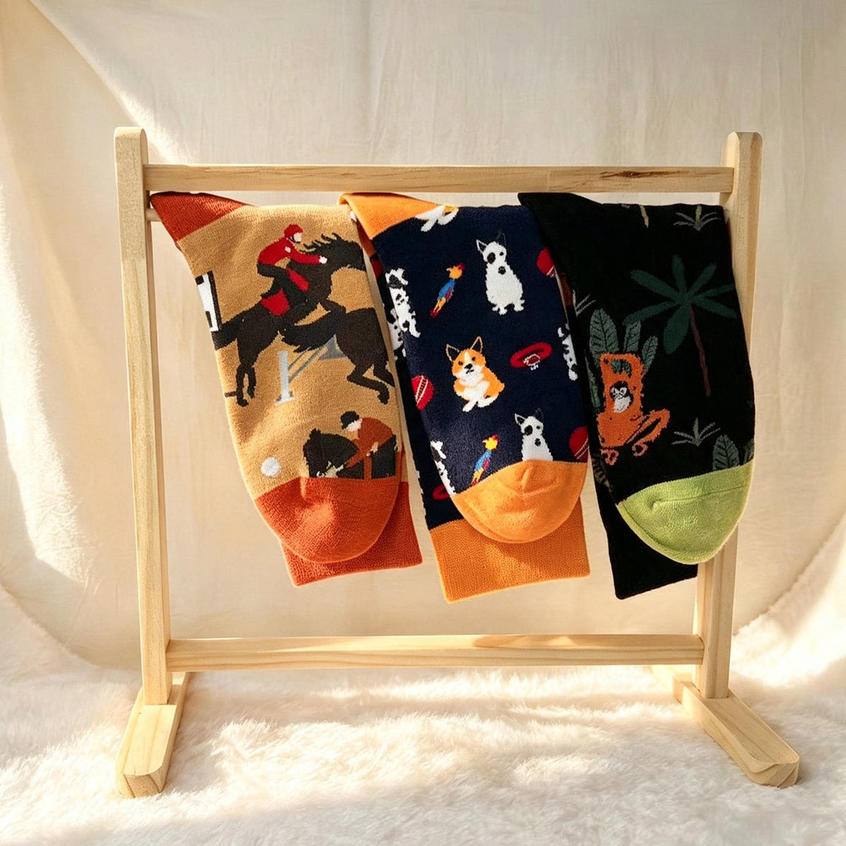 Equestrian and Corgi Socks sock collection: Horse Rider and Dog Lover Gift by AnnieColors, view 10