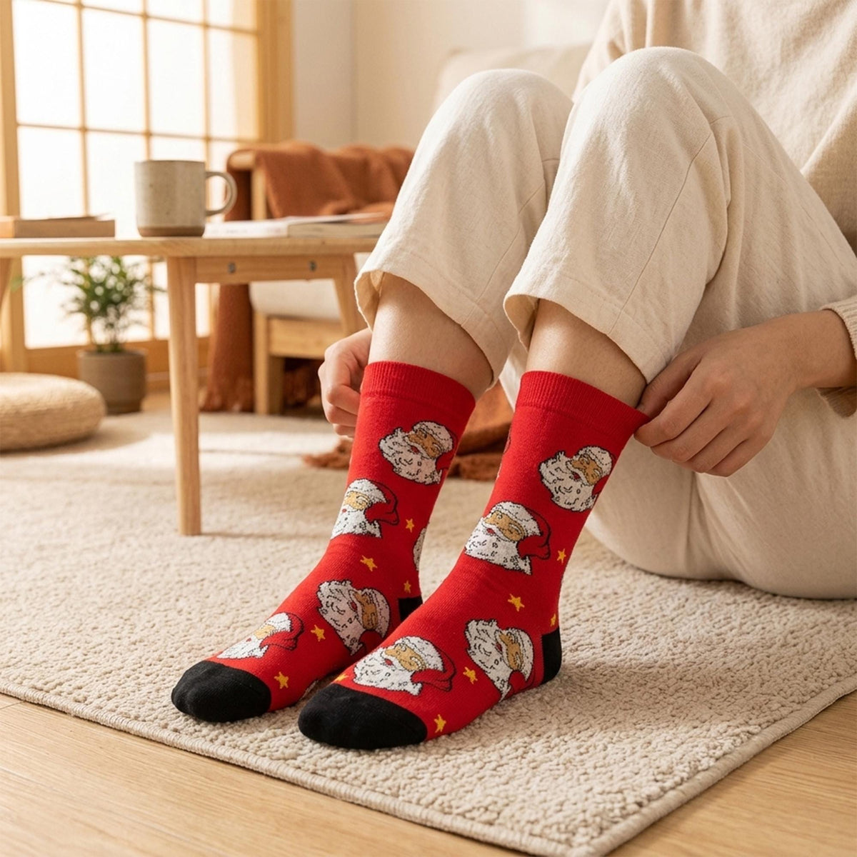 Mountain Christmas Socks sock collection, Santa Crew Socks, Winter Vacation Gift for Couples by AnnieColors, view 4
