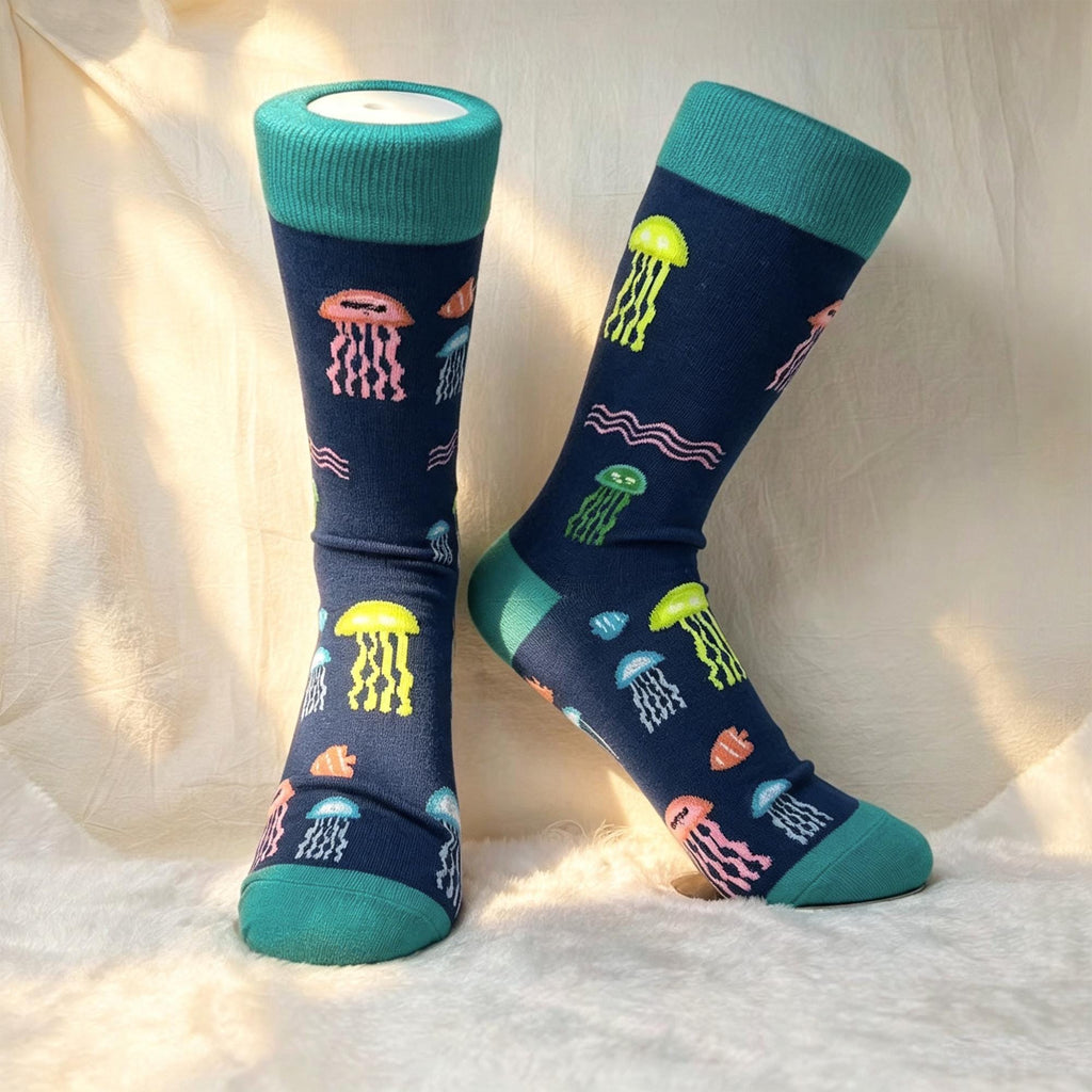 Quirky Animal Socks sock collection: Ostrich, Jellyfish and Elephant Crew Socks by AnnieColors, view 7