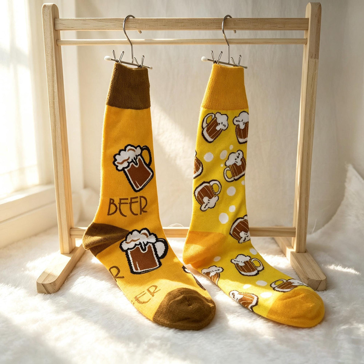 BBQ Party Socks, Burger Fries and Beer Crew Socks, Funny Host Gift by AnnieColors, view 10