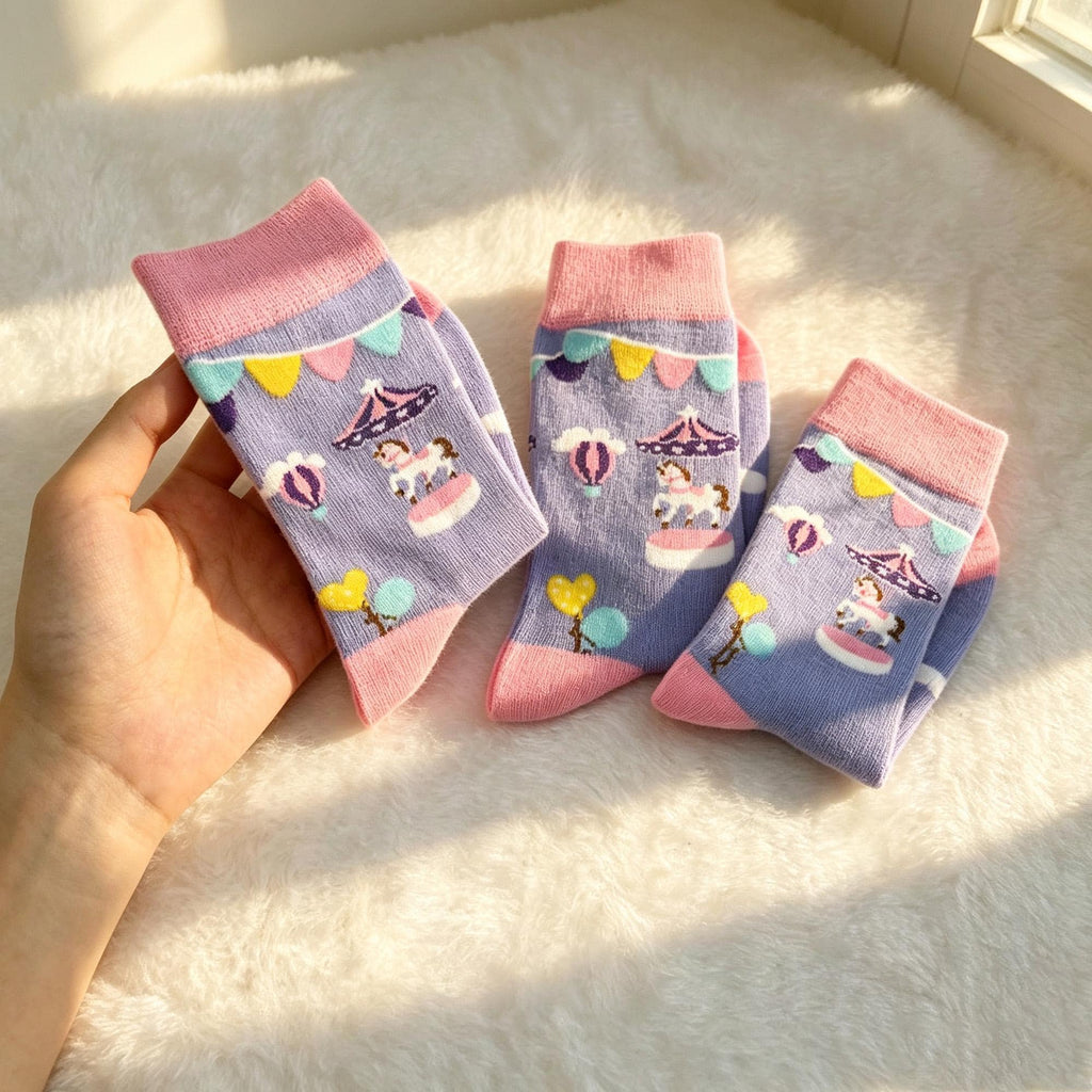 Vehicle Socks for Toddlers, Airplane Car and Carousel Kids Crew Socks, Birthday Gift for Boys and Girls by AnnieColors, view…