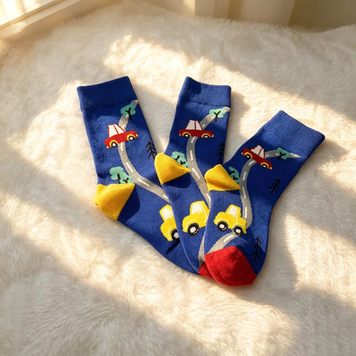 Vehicle Socks for Toddlers, Airplane Car and Carousel Kids Crew Socks, Birthday Gift for Boys and Girls by AnnieColors, view…