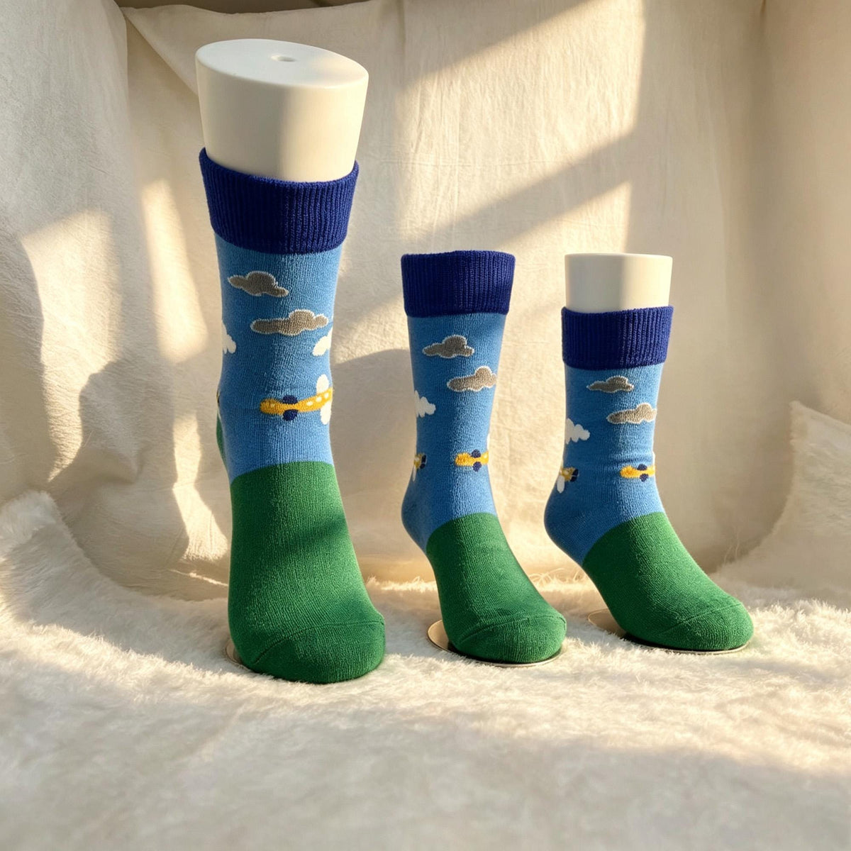 Vehicle Socks for Toddlers, Airplane Car and Carousel Kids Crew Socks, Birthday Gift for Boys and Girls by AnnieColors
