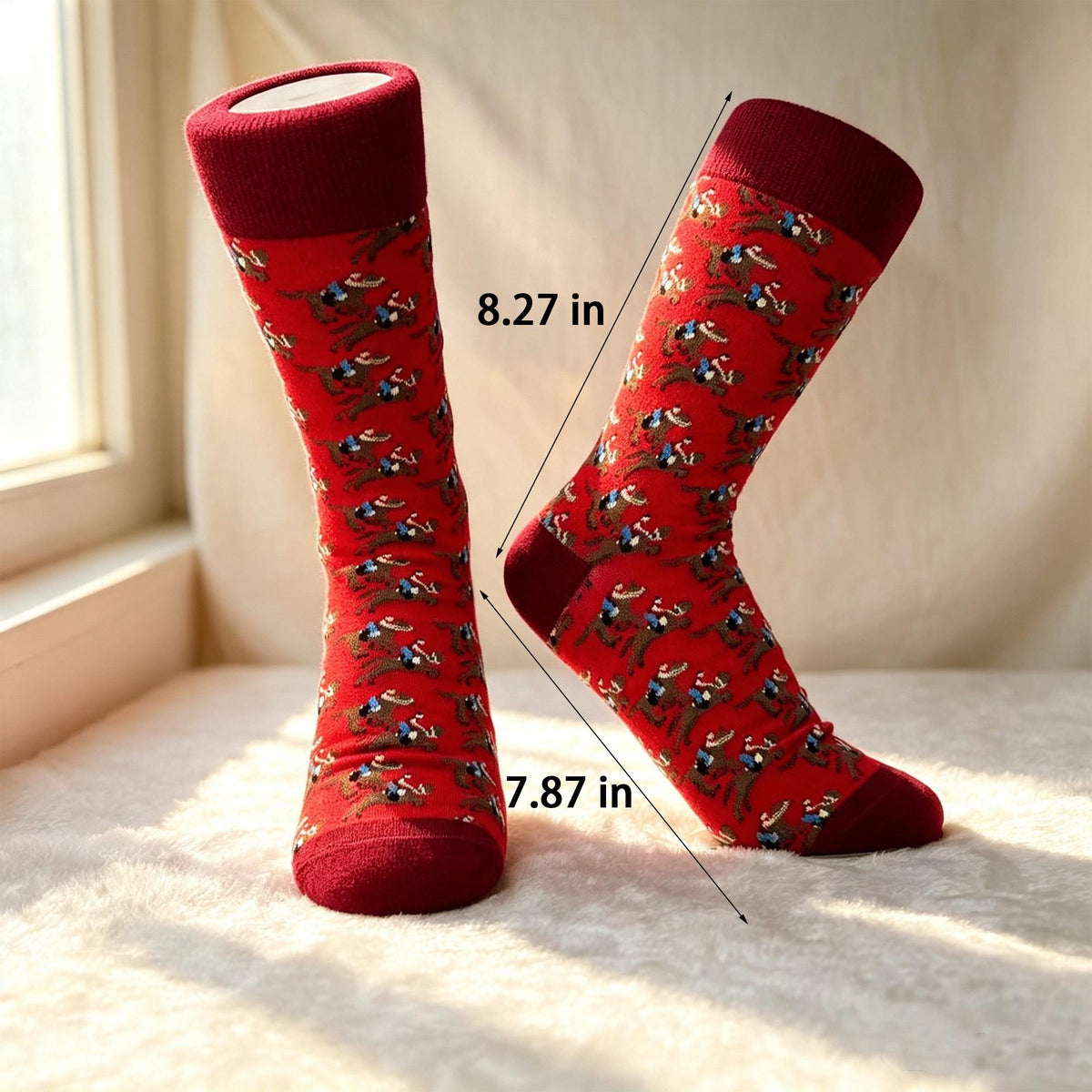 Horse Riding Cat and Fox Socks, Personalized Animal Crew Socks, Custom Gift by AnnieColors, view 6