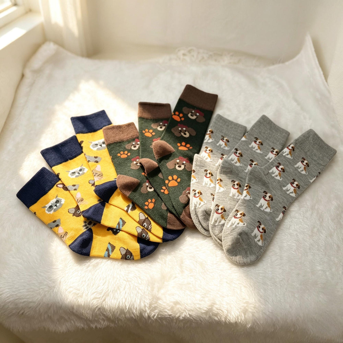 Dog and Tiger Socks for Toddlers, Colorful Animal Crew Socks, Kids Birthday Gift by AnnieColors, view 10