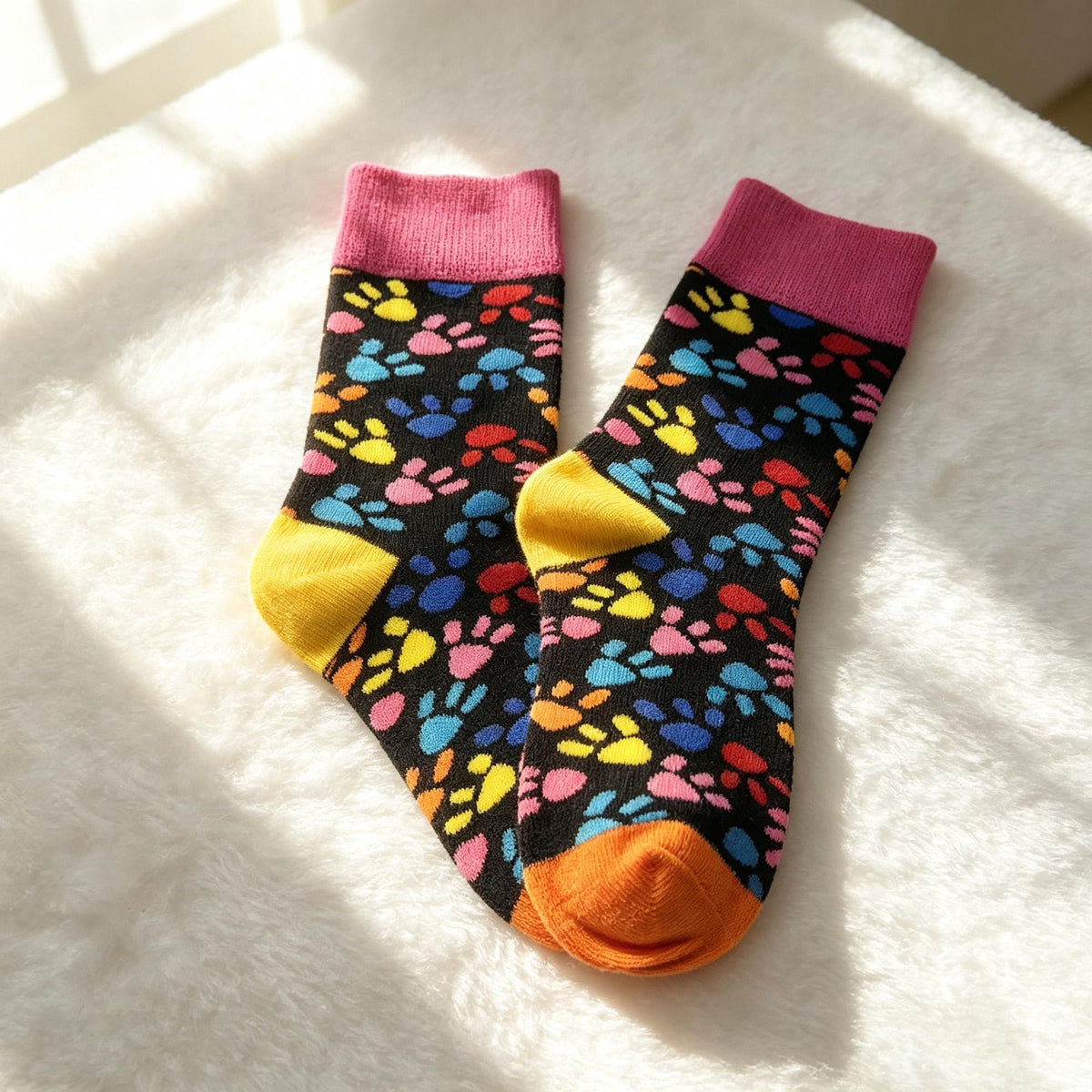 Cat and Dog Socks for Kids, Colorful Animal Crew Socks, Pet Lover Birthday Gift by AnnieColors