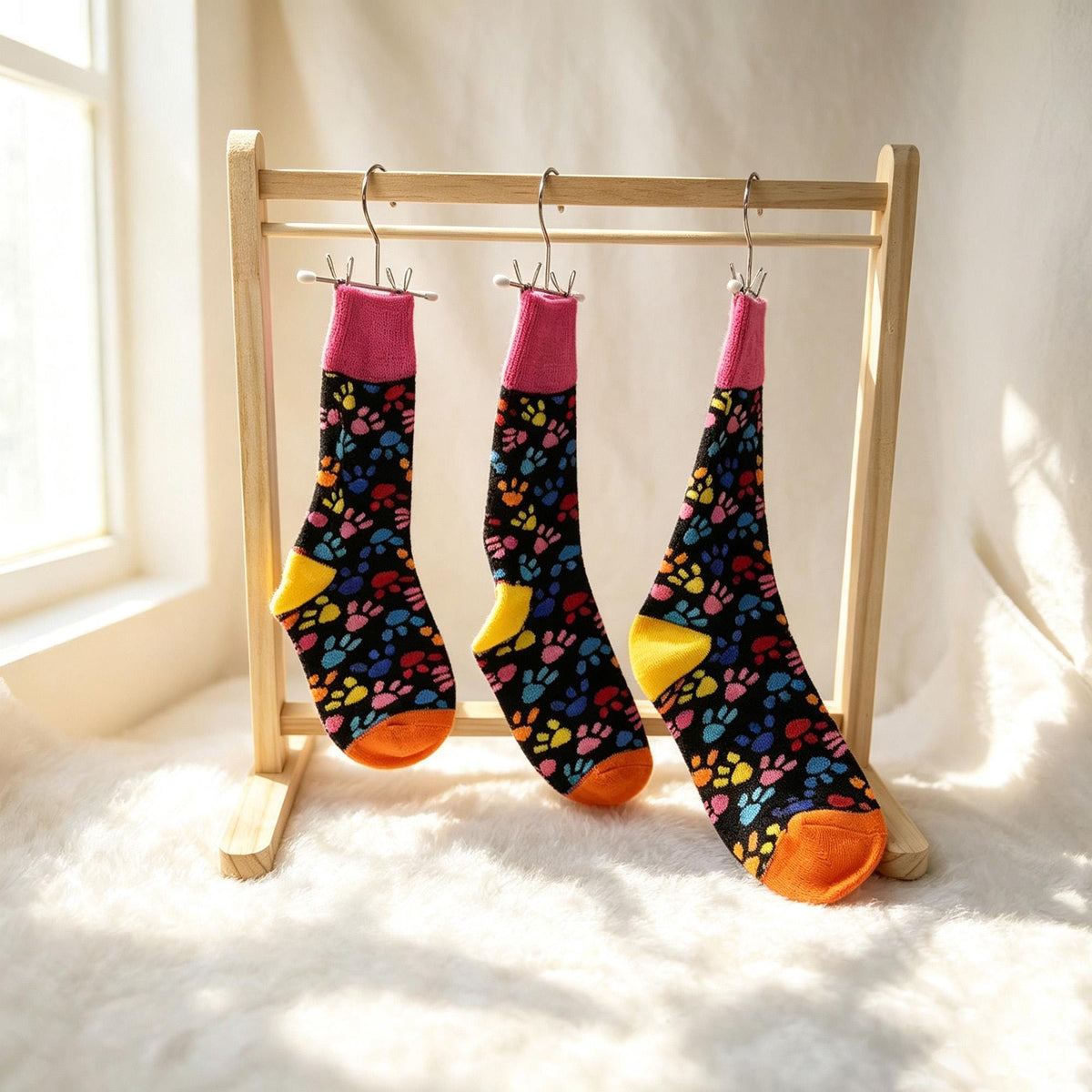 Cat and Dog Socks for Kids, Colorful Animal Crew Socks, Pet Lover Birthday Gift by AnnieColors, view 4