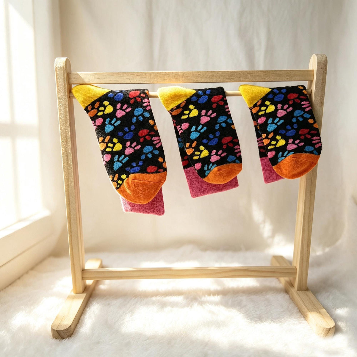 Cat and Dog Socks for Kids, Colorful Animal Crew Socks, Pet Lover Birthday Gift by AnnieColors, view 6
