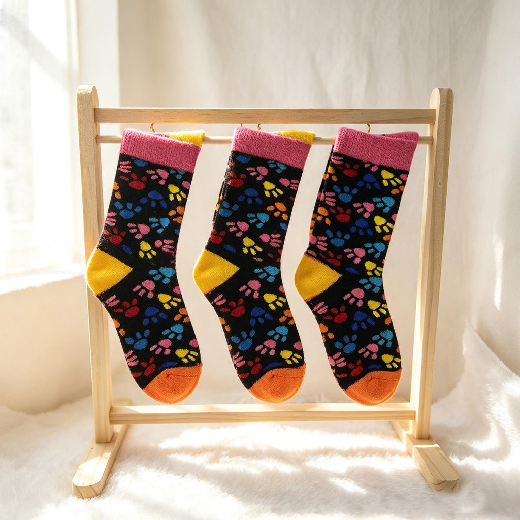 Cat and Dog Socks for Kids, Colorful Animal Crew Socks, Pet Lover Birthday Gift by AnnieColors, view 5