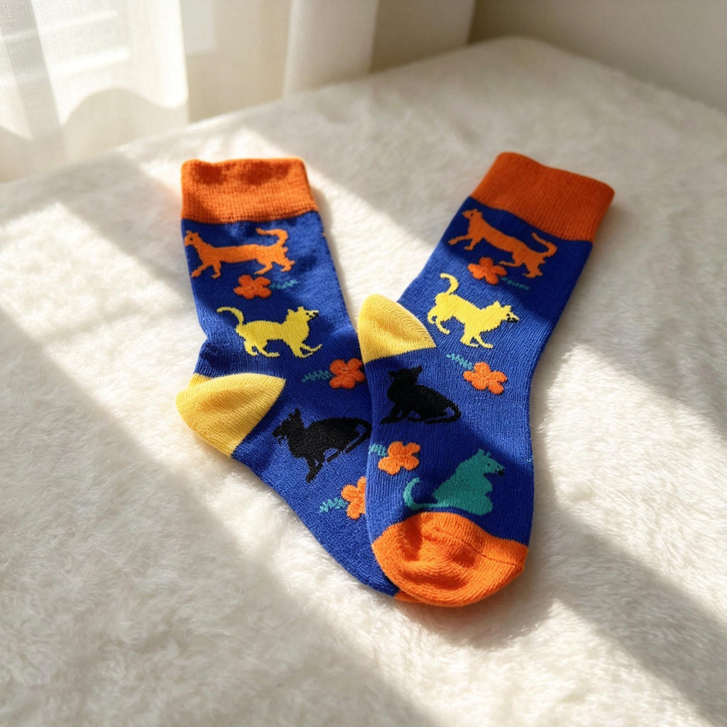 Cat and Dog Socks for Kids, Colorful Animal Crew Socks, Pet Lover Birthday Gift by AnnieColors, view 8