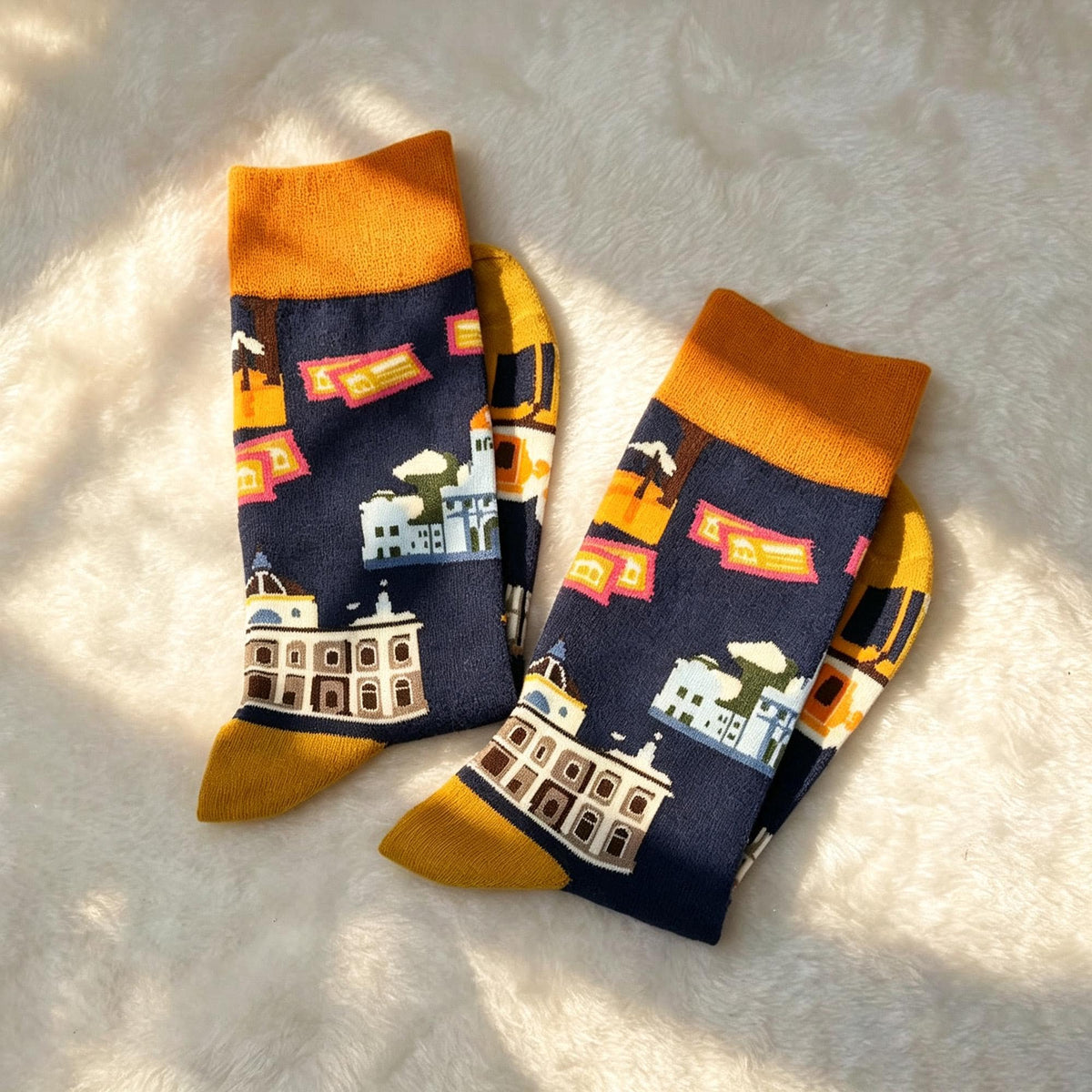 Scenic Landscape Crew Socks, Travel Art & Holiday Novelty Hosiery by AnnieColors, view 9