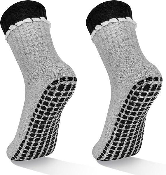 Pilates Grip Socks: Non - Slip Cotton Crew for Reformer and Barre by AnnieColors, view 5