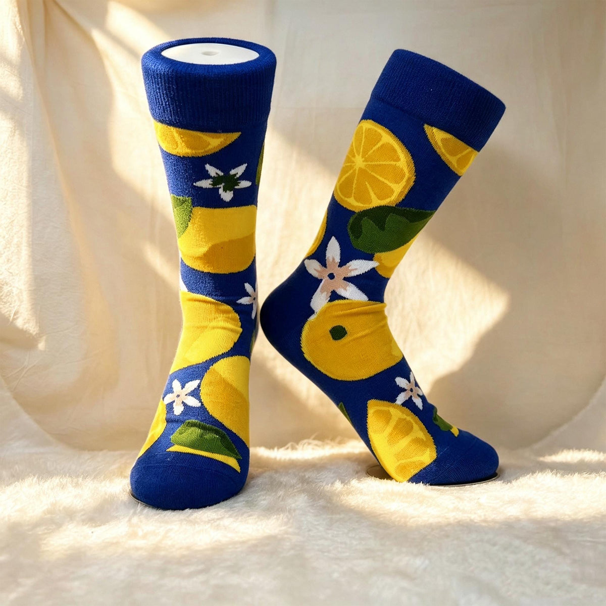 Vacation Fruit Socks, Coconut Lemon and Pineapple Crew Socks, Tropical Beach and Cruise Gift by AnnieColors, view 7