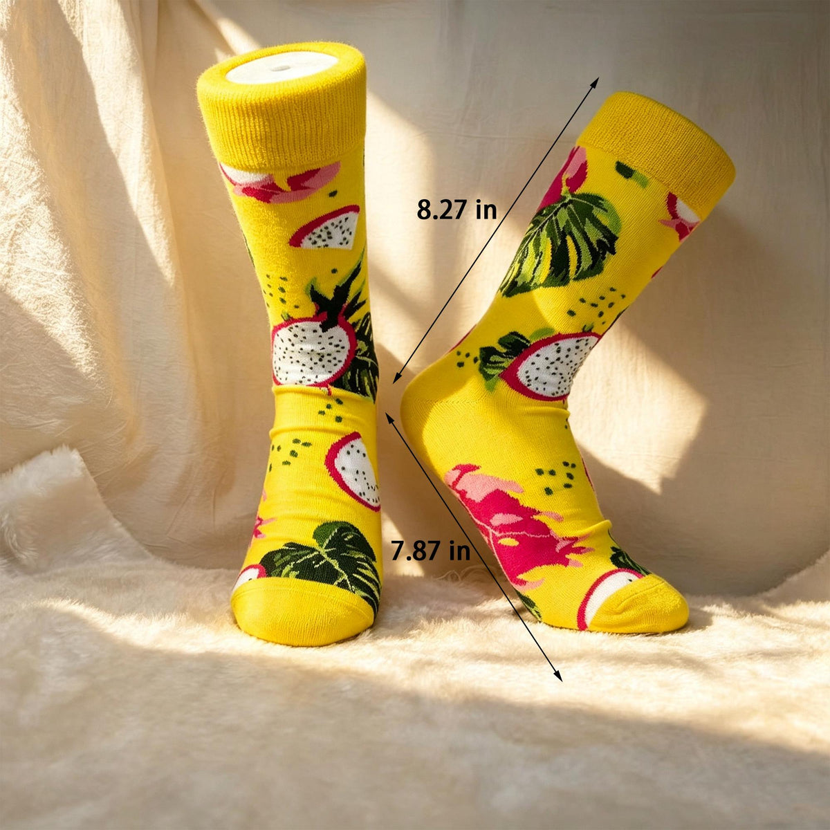 Tropical Fruit Socks sock collection, Cherry Kiwi and Dragon Fruit Crew Socks, Colorful Summer Gift by AnnieColors, view 7