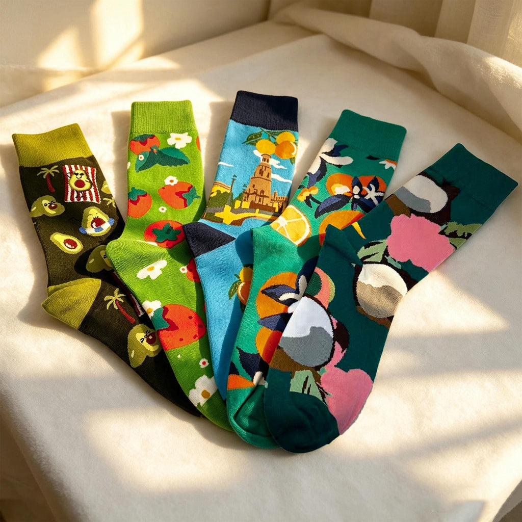 Colorful Avocado Socks sock collection, Quirky Plant and Food Crew Socks, College Student Birthday Gift by AnnieColors