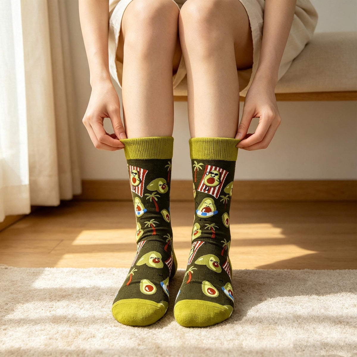 Colorful Avocado Socks sock collection, Quirky Plant and Food Crew Socks, College Student Birthday Gift by AnnieColors, view…
