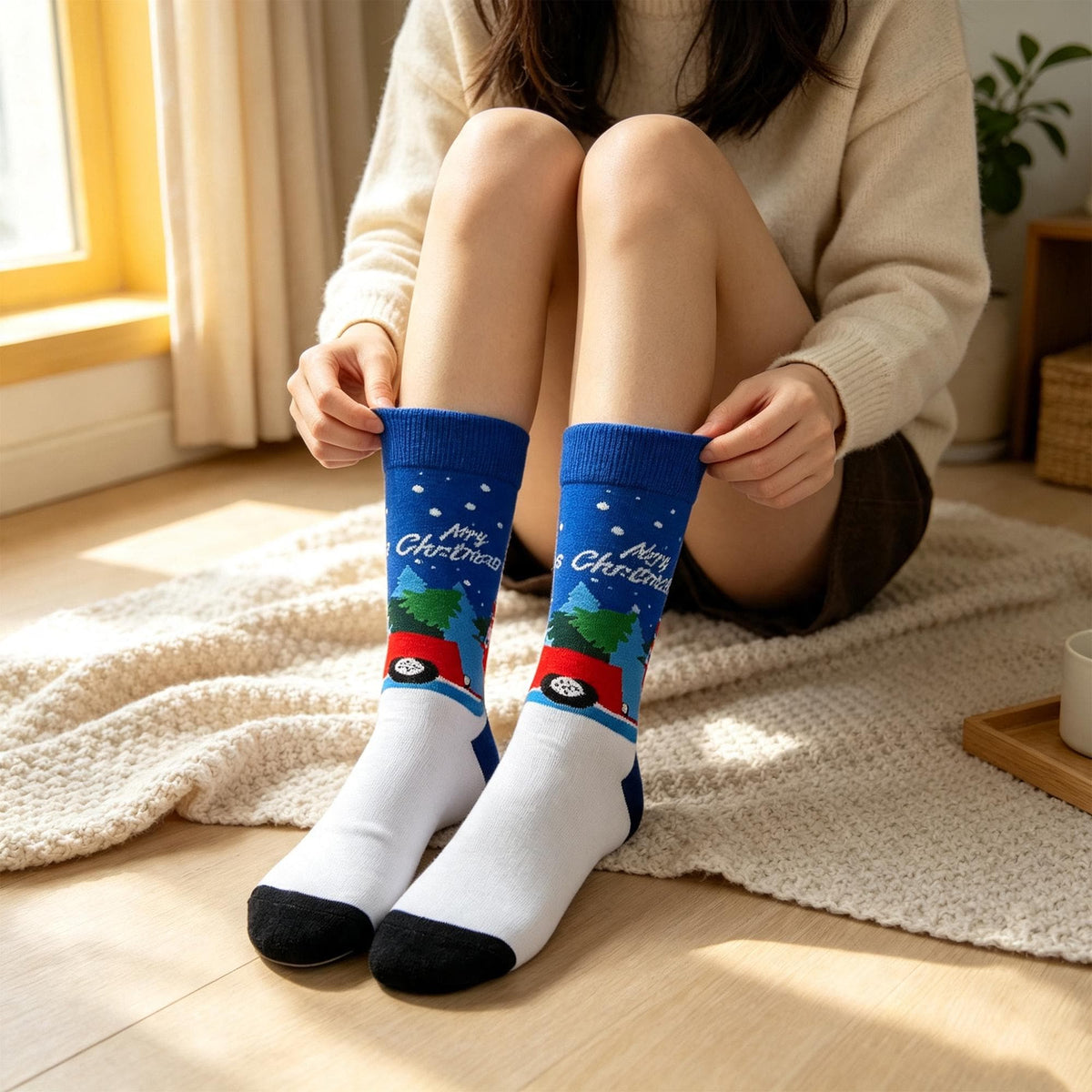 Christmas Socks sock collection for Women, Five Festive Crew Socks, Secret Santa Gift by AnnieColors, view 2