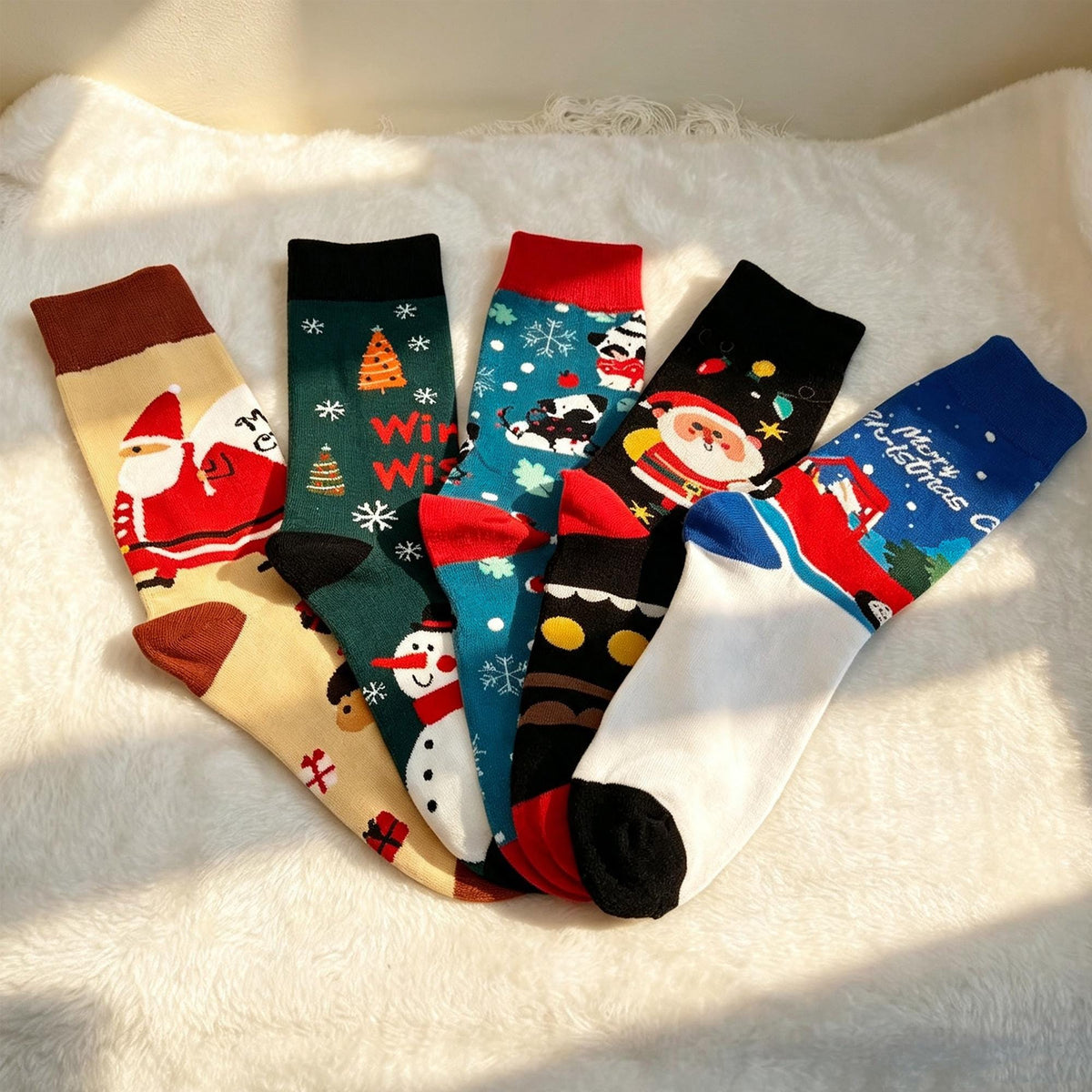 Christmas Socks sock collection for Women, Five Festive Crew Socks, Secret Santa Gift by AnnieColors