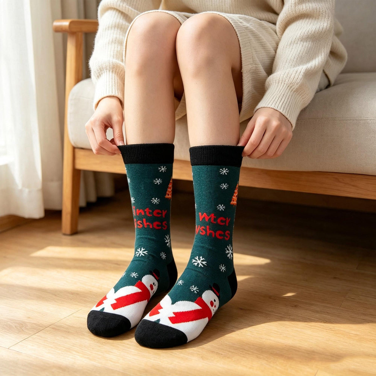 Christmas Socks sock collection for Women, Five Festive Crew Socks, Secret Santa Gift by AnnieColors, view 3