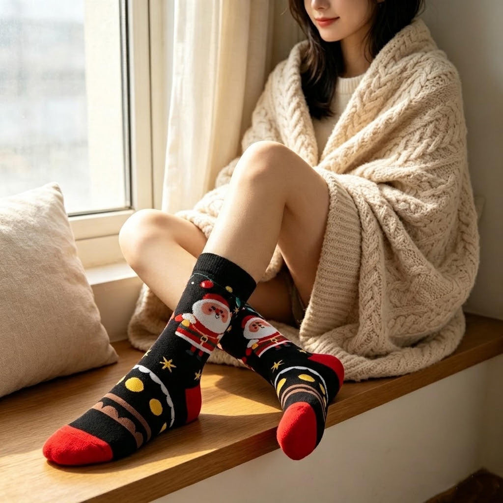 Christmas Socks sock collection for Women, Five Festive Crew Socks, Secret Santa Gift by AnnieColors, view 6
