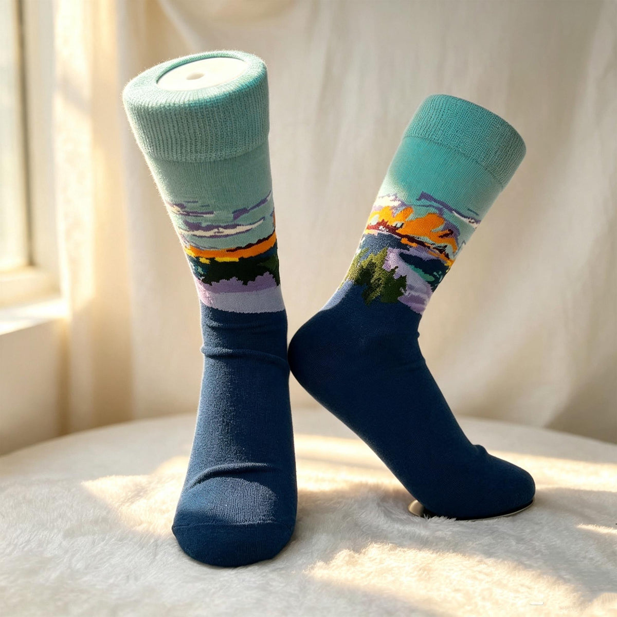 Van Gogh Socks sock collection, Sunflower and Portrait Art Crew Socks, Art Teacher Gift by AnnieColors, view 10