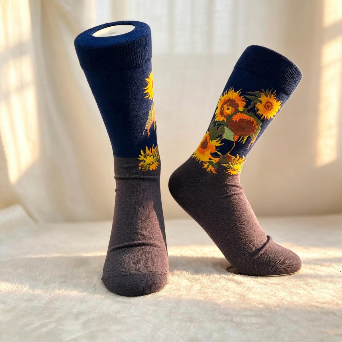 Van Gogh Socks sock collection, Sunflower and Portrait Art Crew Socks, Art Teacher Gift by AnnieColors, view 9