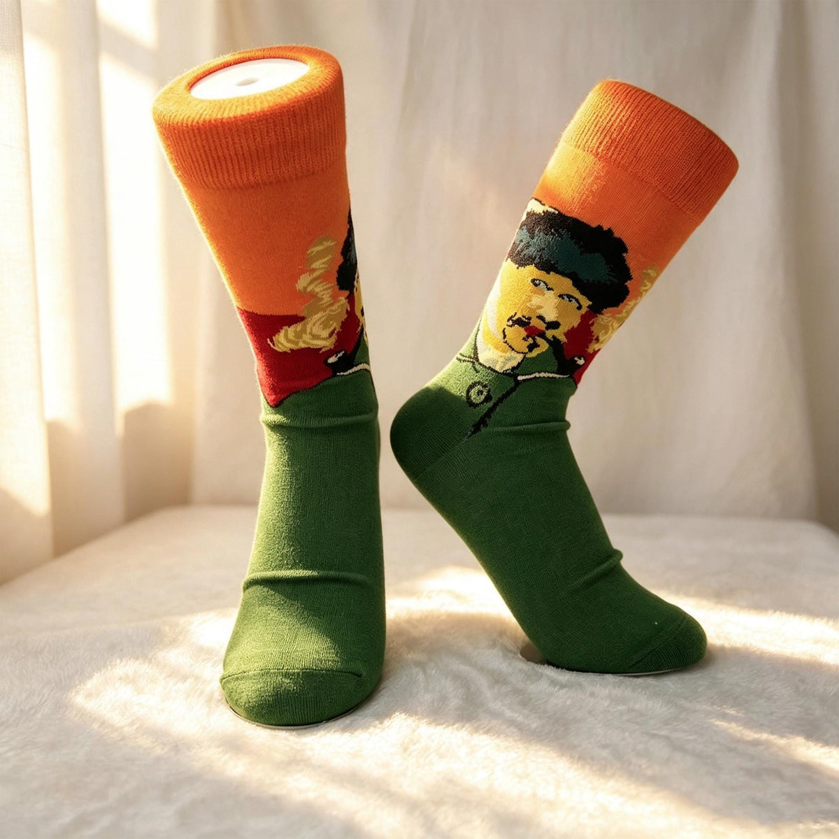 Van Gogh Socks sock collection, Sunflower and Portrait Art Crew Socks, Art Teacher Gift by AnnieColors, view 8