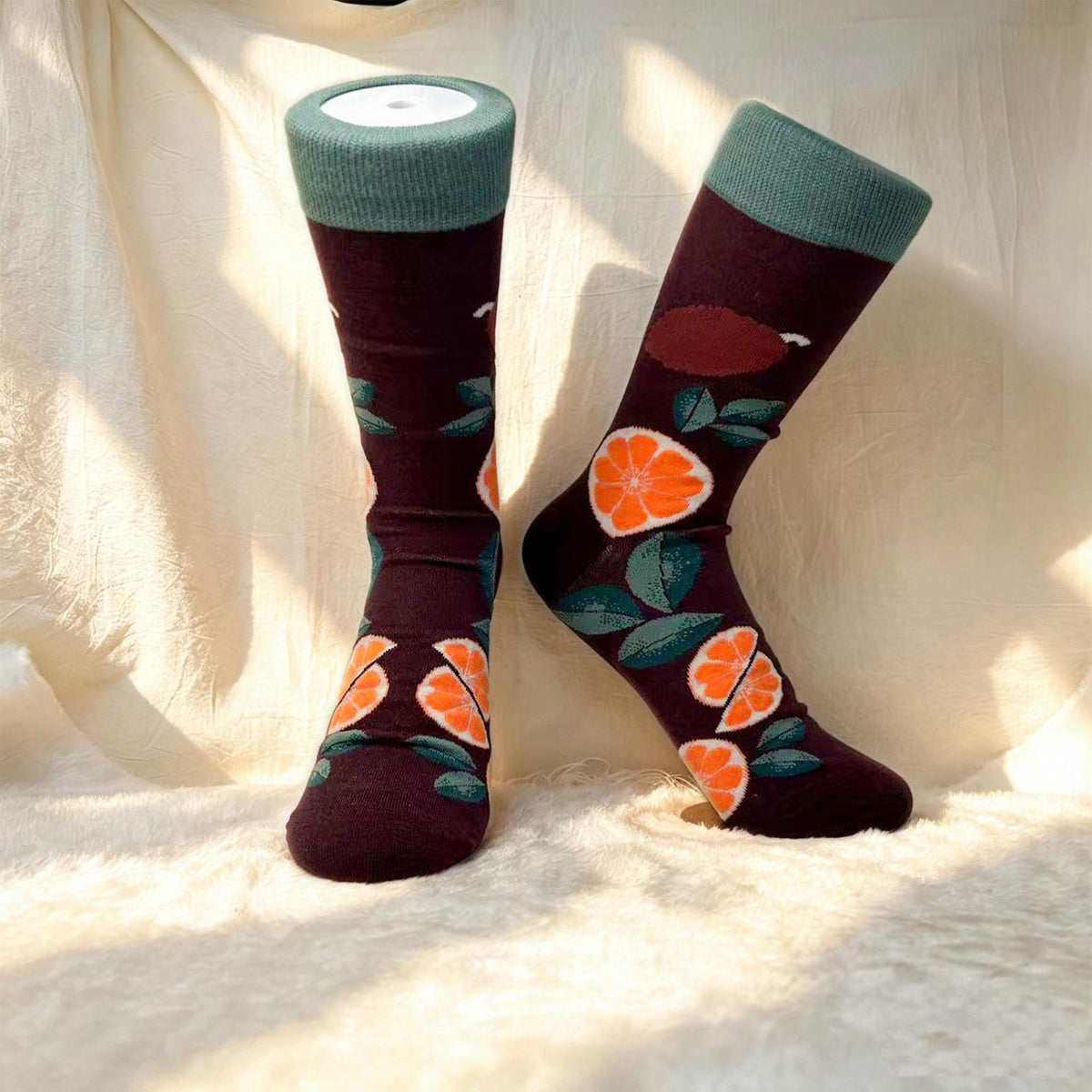 Garden Lover Socks, Bee Citrus and Tropical Flower Crew Socks, Gardener Gift by AnnieColors, view 5