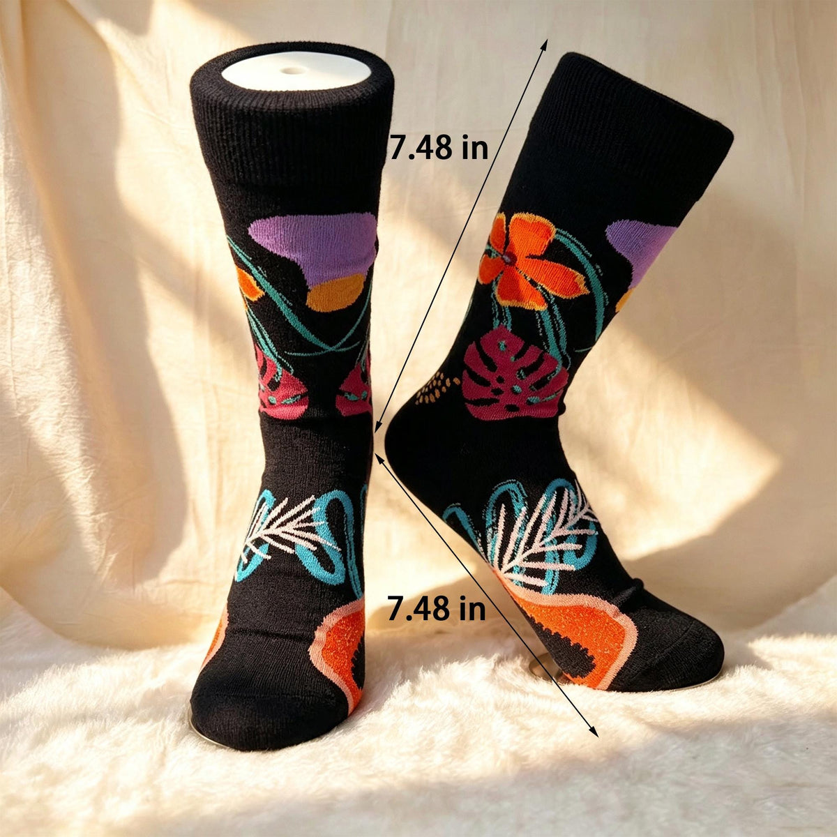Garden Lover Socks, Bee Citrus and Tropical Flower Crew Socks, Gardener Gift by AnnieColors, view 6