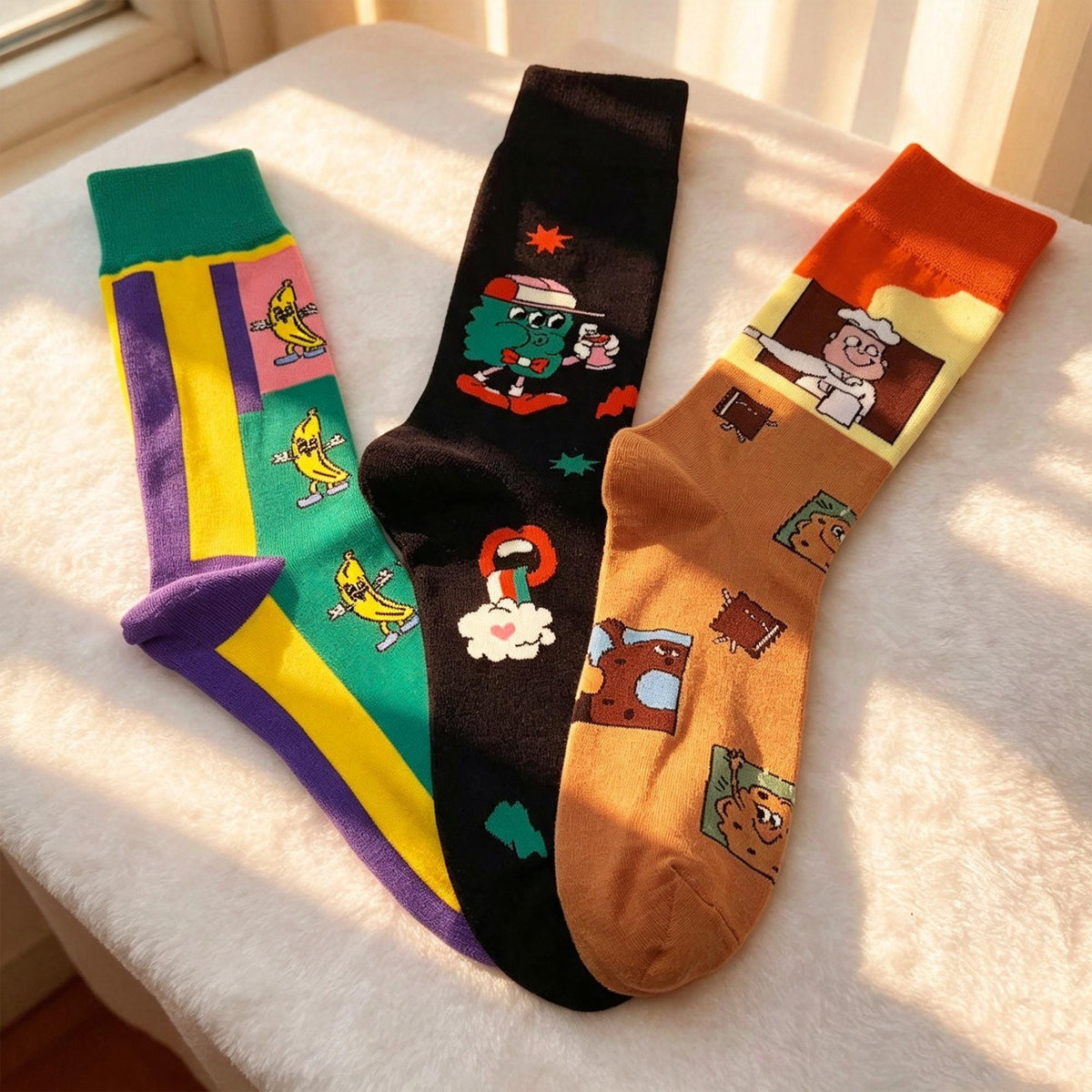 Chef Socks Gift sock collection, Funny Cartoon Cook Crew Socks, Culinary School Gift by AnnieColors