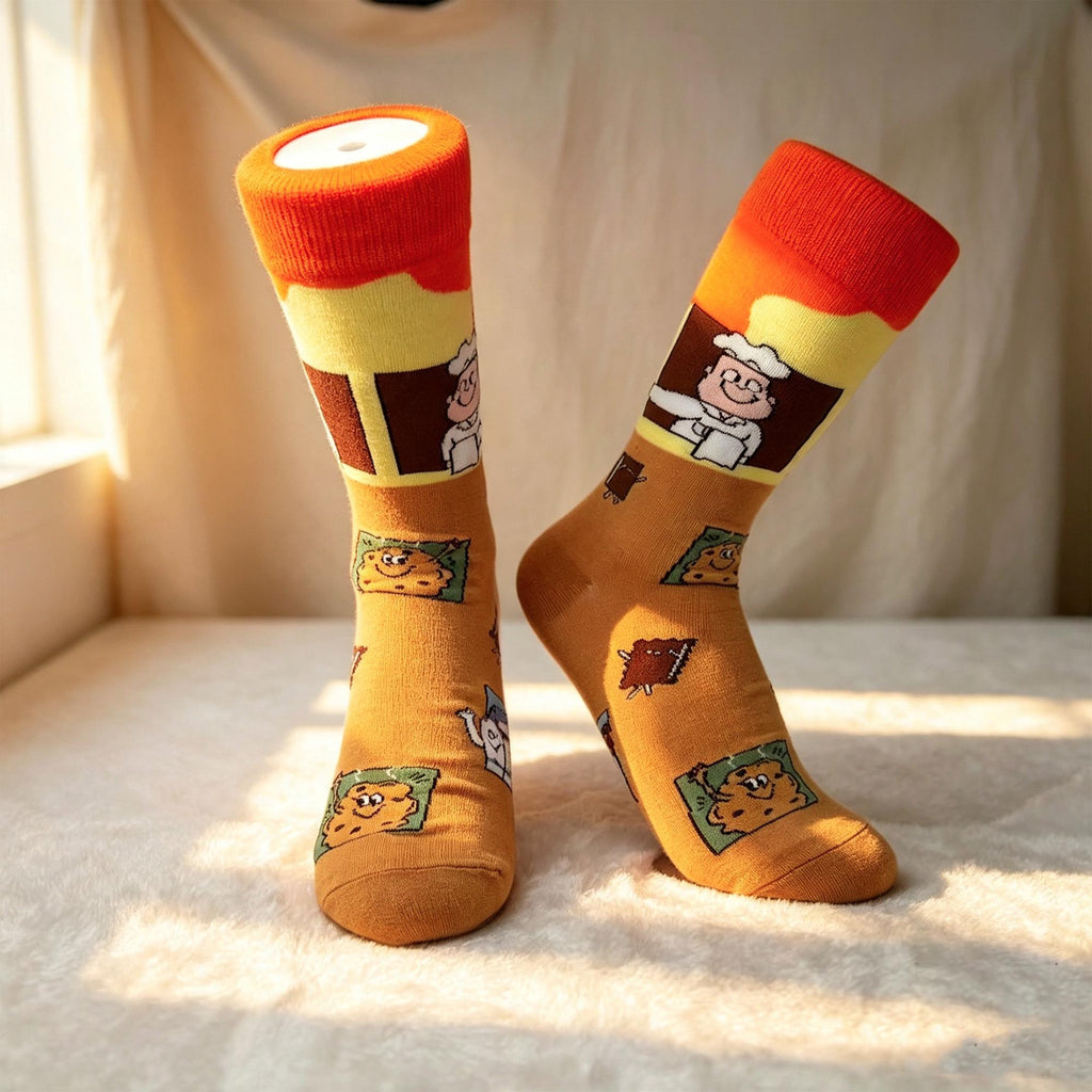 Chef Socks Gift sock collection, Funny Cartoon Cook Crew Socks, Culinary School Gift by AnnieColors, view 7