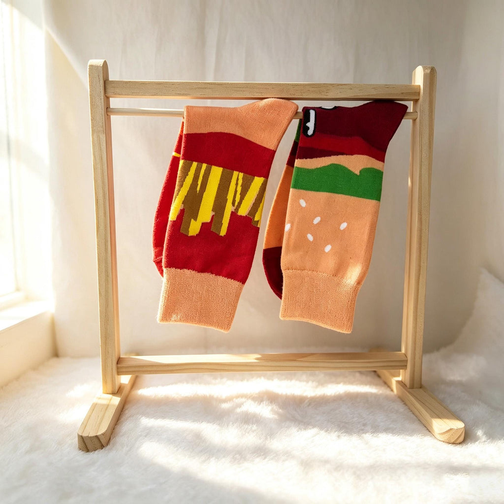 BBQ Party Socks, Burger Fries and Beer Crew Socks, Funny Host Gift by AnnieColors, view 8
