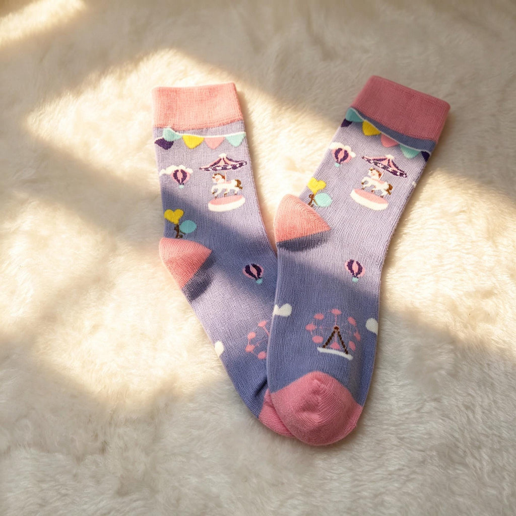 Vehicle Socks for Toddlers, Airplane Car and Carousel Kids Crew Socks, Birthday Gift for Boys and Girls by AnnieColors, view…
