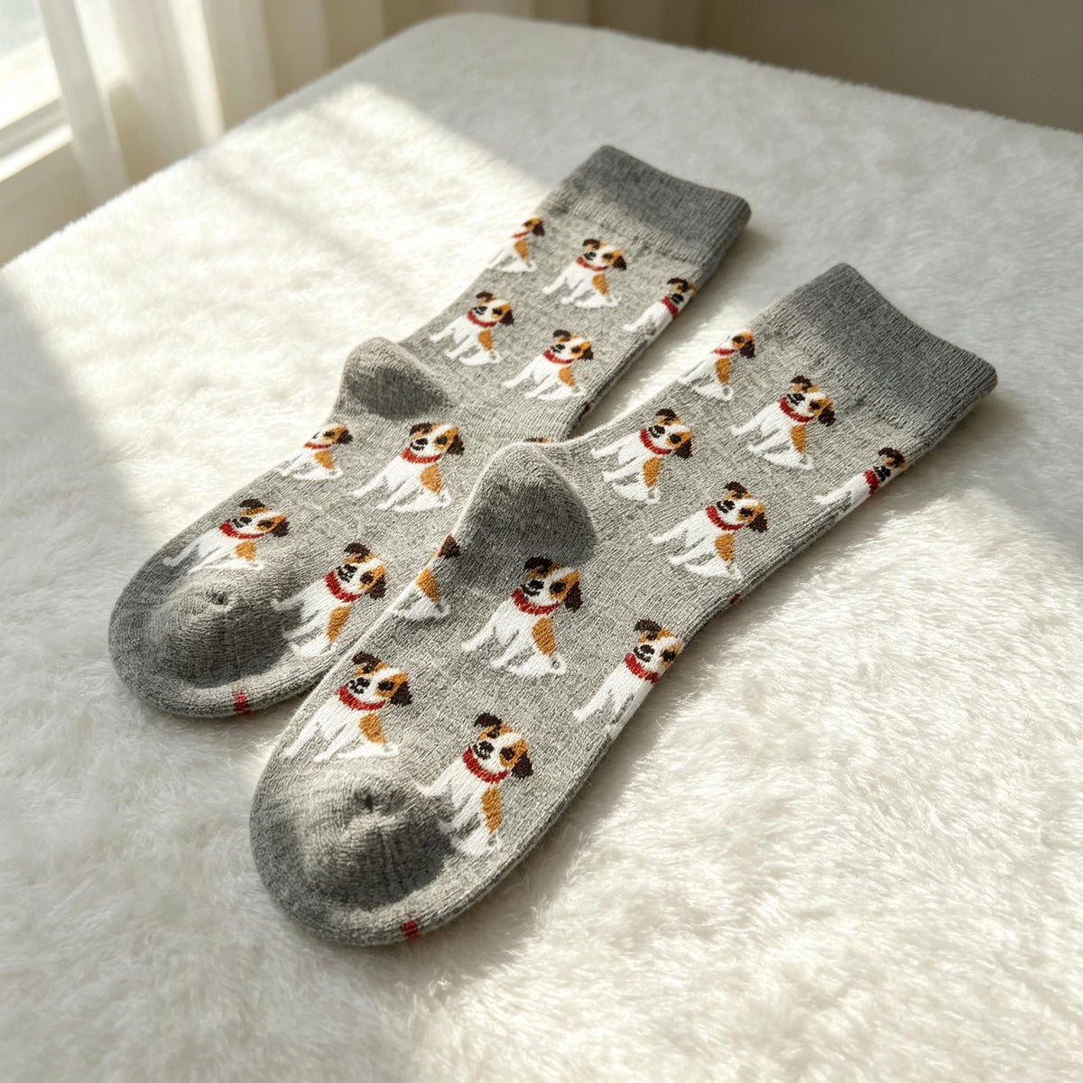 Dog and Tiger Socks for Toddlers, Colorful Animal Crew Socks, Kids Birthday Gift by AnnieColors