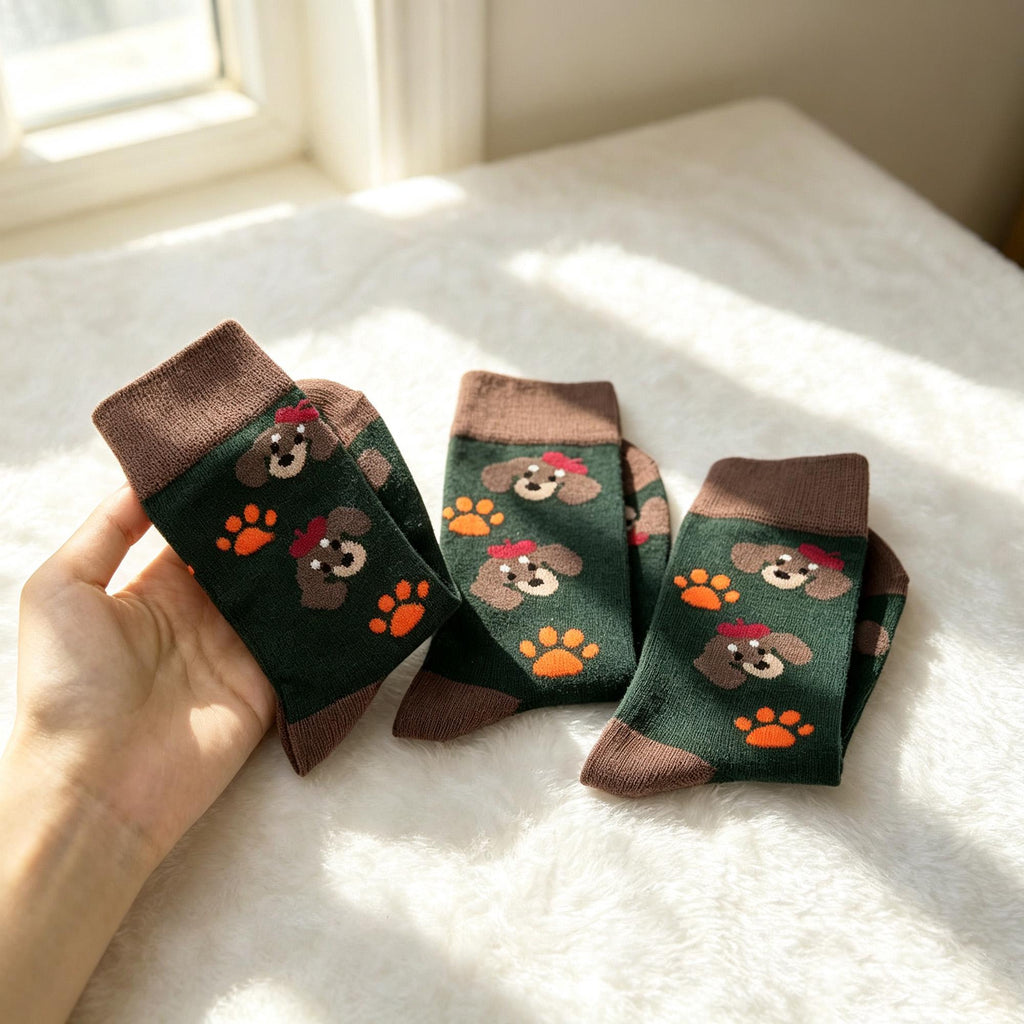 Dog and Tiger Socks for Toddlers, Colorful Animal Crew Socks, Kids Birthday Gift by AnnieColors, view 6